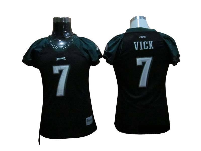 Eagles #7 Michael Vick Women's Field Flirt Black NFL Jersey